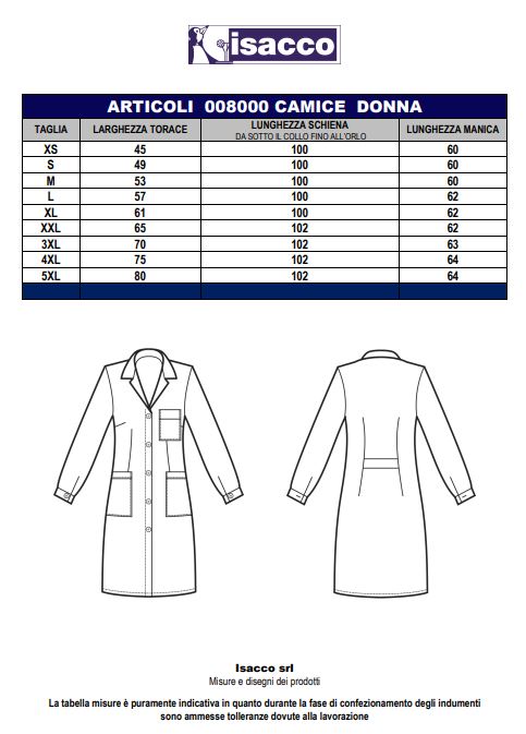 Camice Donna Bianco - 100 % Cotone