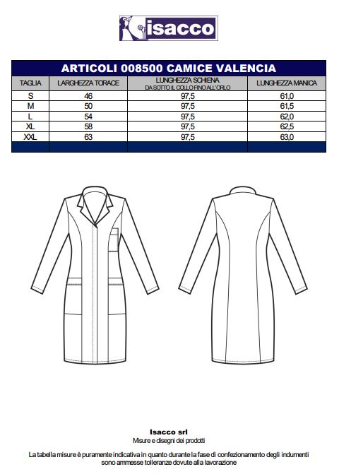 Camice Donna Valencia Bianco - 65% Poliestere 35% Cotone
