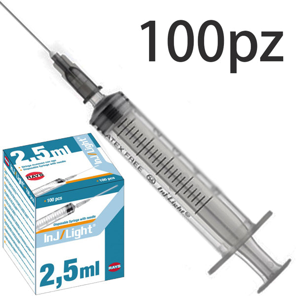 Siringhe Monouso con Ago 2,5ml - 22G - 100Pz.