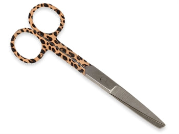 FORBICI RETTE PUNTE ALTERNE - anelli fantasia leopardo - 14 cm