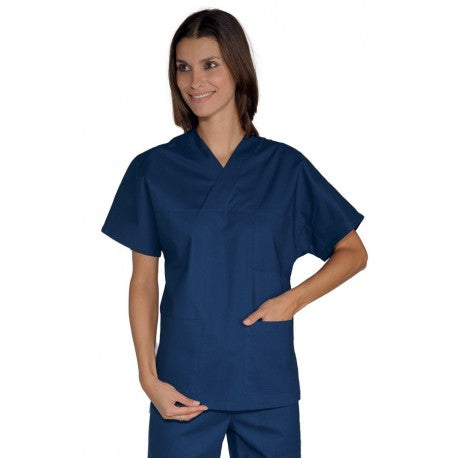 CASACCA COLLO A V BLU - UNISEX - 100% COTONE