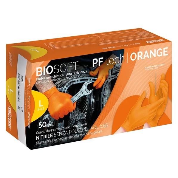 Guanti in Nitrile Biosafe PF Tech Orange - 50 pz. - L image