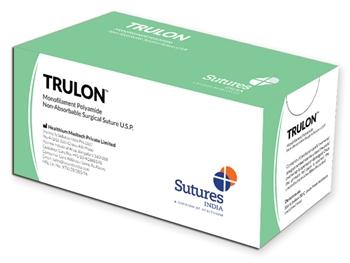 Sutura non Assorbibile Trulon calibro 3/0, curva 3/8, ago 24 mm - 45 cm - blu. Conf. 12 pz. image 0