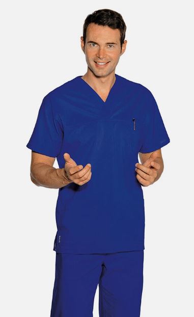 Casacca Collo a V - Blu Cina - 65% Poliestere 35% Cotone