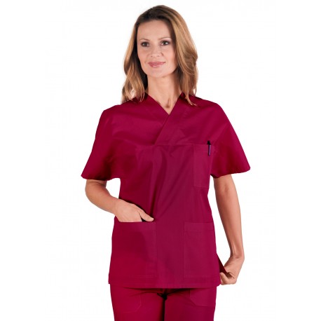 Casacca Collo a V Bordeaux - 65% Poliestere 35% Cotone