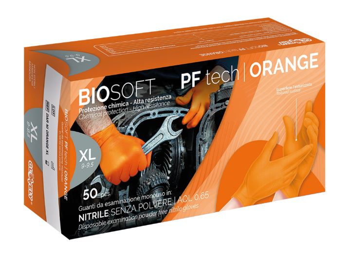 Guanti in Nitrile Biosafe PF Tech Orange - 50 pz. - XL image
