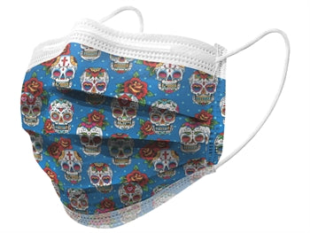 GISAFE 10pz. MASCHERINA CHIRURGICA FILTRANTE 98% 3 VELI tipo II con elastici -adulti - teschi